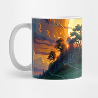 Surreal sunset at coastal cliff Mug